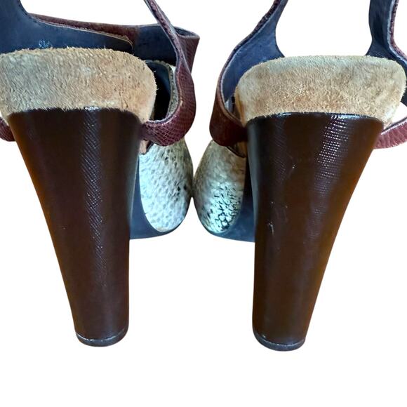 Juicy Couture Women's Y2K Snake Skin Open Toe Ultra High Block Heels - Size 9 - Picture 7 of 10